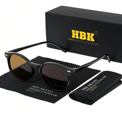HBK Fashion polariserede solbriller til mænd, runde TR90-stel, modesolbriller til kvinder, kørsel, sport, UV400, Lunette De Soleil Homme