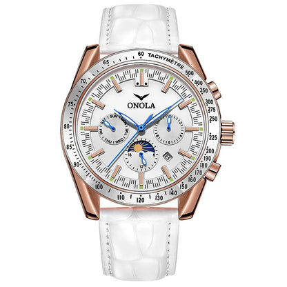 Montre mécanique pour homme ONOLA – Montre automatique de luxe au style décontracté, avec bracelet en cuir et cadran ajouré