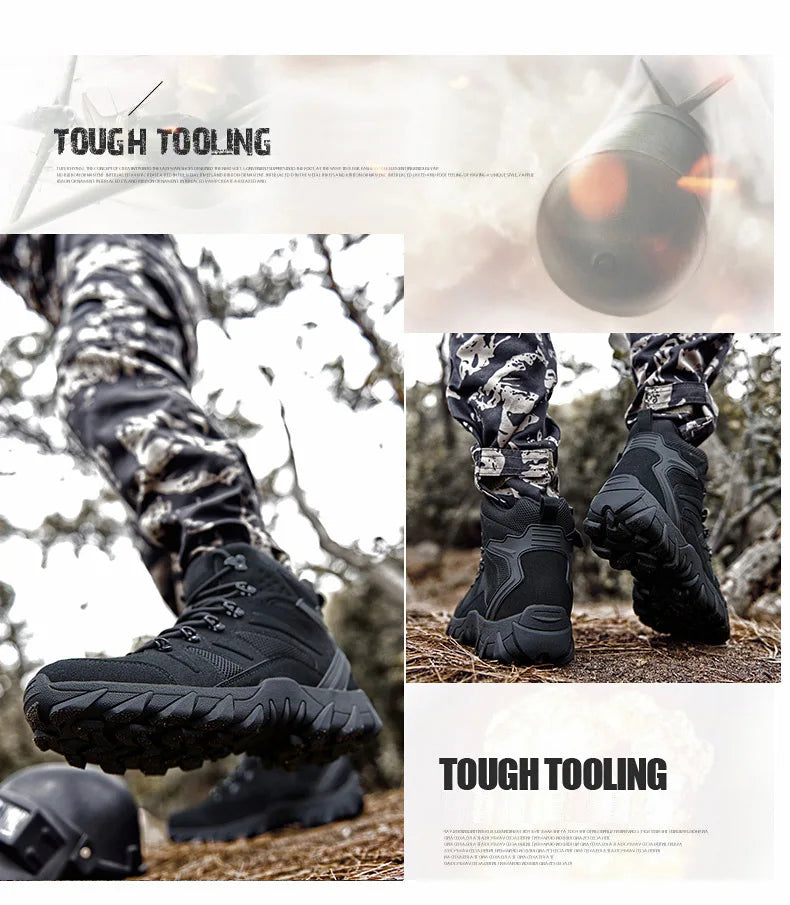 Stivali tattici da combattimento migliorati da uomo per outdoor e campeggio, antiusura, a risposta rapida, scarpe da trekking, pesca e caccia, sneakers da uomo