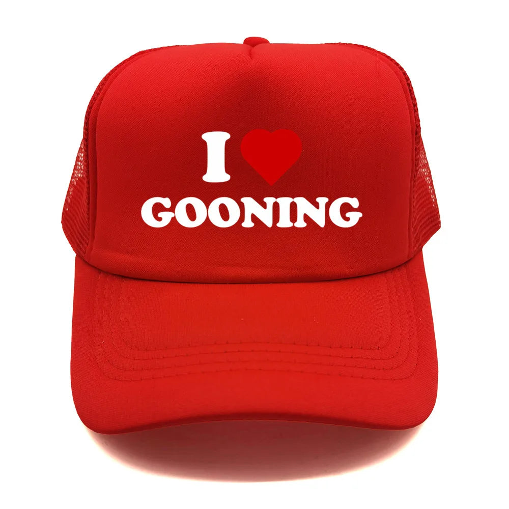 Αστεία καπέλα μπέιζμπολ «I Love Gooning» – Δροσερά καλοκαιρινά ανδρικά καπέλα από πλέγμα – Χιουμοριστικά καπέλα τύπου «Trucker» – Unisex καπέλα από πλέγμα για υπαίθριες δραστηριότητες – MZ-080