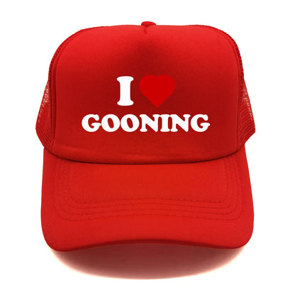 Αστεία καπέλα μπέιζμπολ «I Love Gooning» – Δροσερά καλοκαιρινά ανδρικά καπέλα από πλέγμα – Χιουμοριστικά καπέλα τύπου «Trucker» – Unisex καπέλα από πλέγμα για υπαίθριες δραστηριότητες – MZ-080