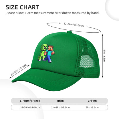 Hoekige avonturier ontdekt een Creepers-monster achter zich Truckerpet Zonnehoeden Verstelbare snapback-petten Mesh-baseballpet