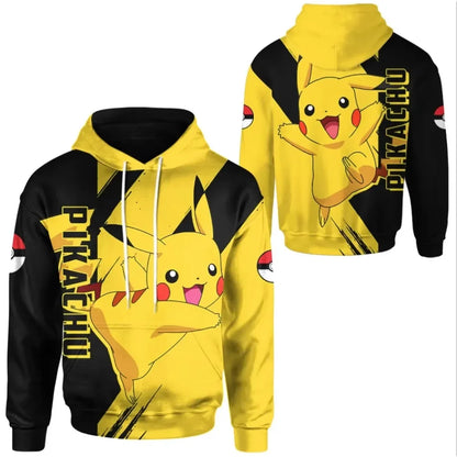 New Pokémon Pikachu Children Printed Top cosplay Hooded Fashion Trendy Casual Long-sleeved Pullover Sweatshirt Birthday Gift