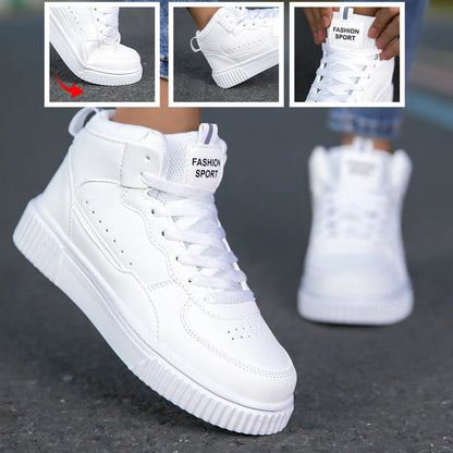 New Style Men’s Casual Leather Shoes, Trendy, Breathable, Versatile Sports White Sneakers, Leather Trendy Shoes