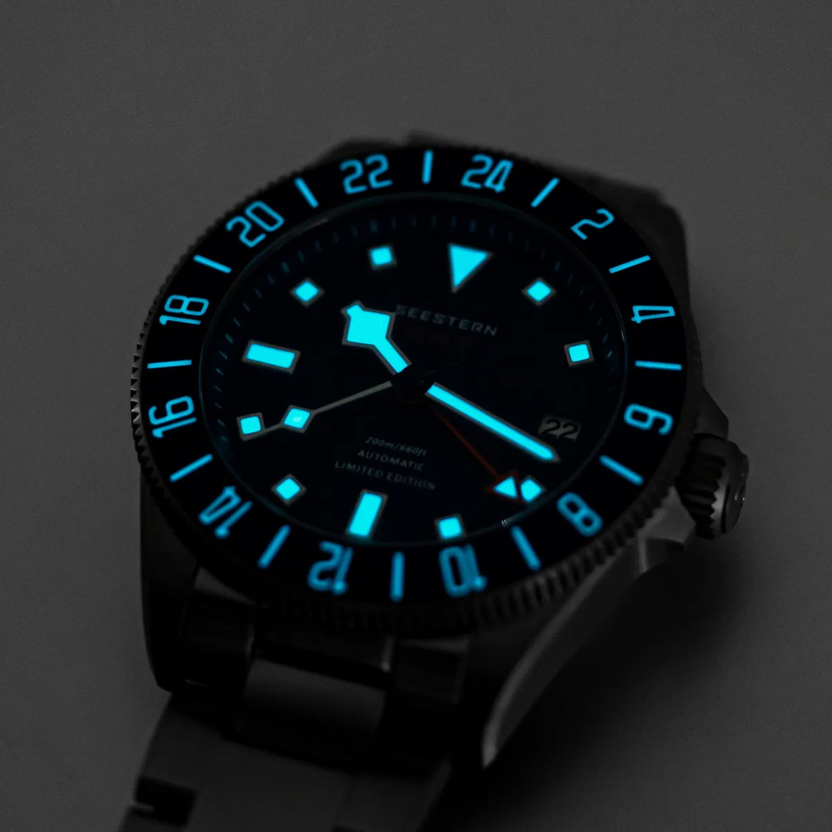 SEESTERN Diver Man Watch Titanium Automatic GMT Mechanical Wristwatch NH34 Movement Sapphire Crystal 20ATM Waterproof Lume S462