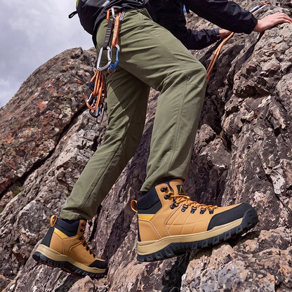 Chaussures de randonnée pour hommes, nouvelles, antidérapantes, semelle résistante à l'usure, bottes en cuir PU pour le camping, bottes de sport respirantes pour la marche en forêt et les activités de plein air.