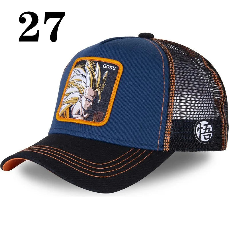 Dragon Ball DRAGONBALL síťovaná čepice, kreslená síťovaná čepice, pánská a dámská baseballová čepice, módní čepice s nášivkou, trucker čepice