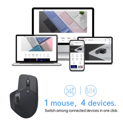 Ratón inalámbrico recargable multimodo Rapoo MT760L/MT760M, ergonómico, 4000 DPI, compatible con hasta 4 dispositivos, ratón Bluetooth