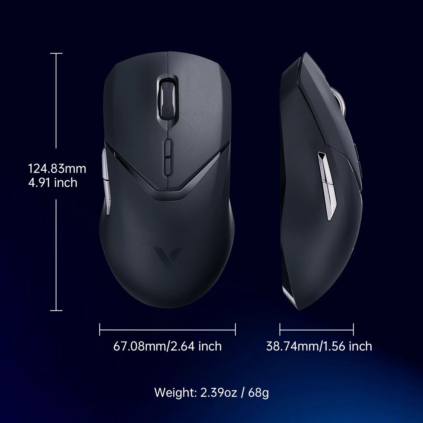Ratón gaming inalámbrico Rapoo VT9PRO PAW3398 68g, con cable, programable, ergonómico, 26000DPI, recargable Type C, accesorio para PC gamer