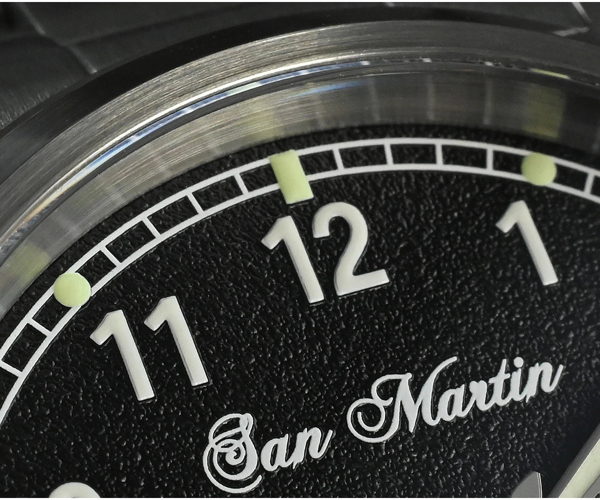 San Martin 37mm Ronda 715 Quartz Watch Men Simple Fashion 10Bar Waterproof Pilot Wristwatch BGW-9 Blue C3 Green Luminous SN0034A