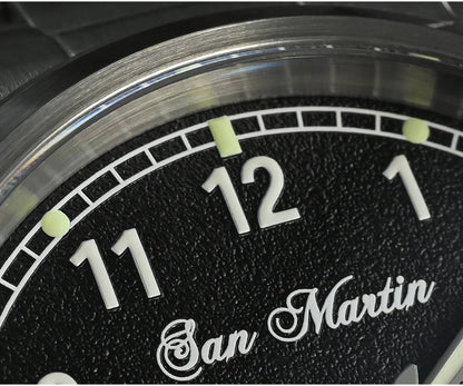 San Martin 37mm Ronda 715 Quartz Watch Men Simple Fashion 10Bar Waterproof Pilot Wristwatch BGW-9 Blue C3 Green Luminous SN0034A