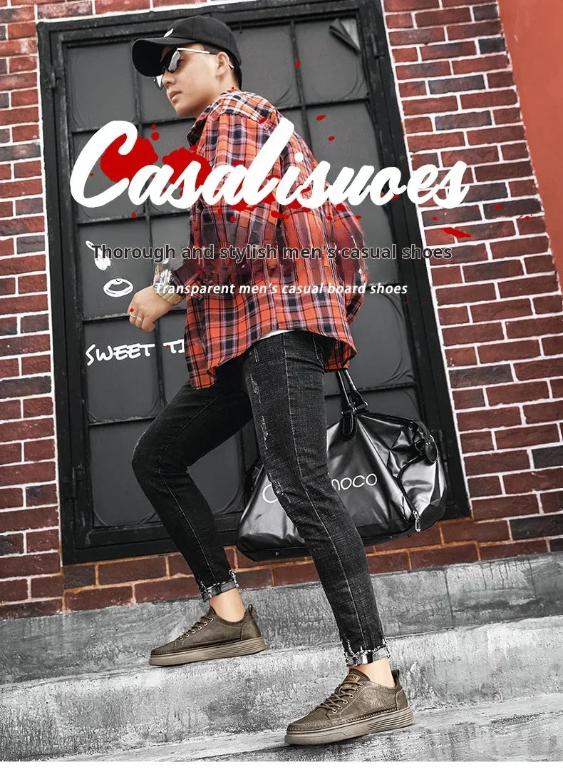 Sneakers classiche da uomo con plateau, scarpe casual slip-on da uomo, sneakers in pelle, nuove scarpe basse comode, mocassini da uomo per la primavera