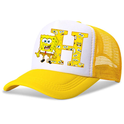 Spongebob-baseballkasketter til børn – kawaii-tegneserie med bogstaver – afslappet solhat til børn – justerbar kasket med skygge – fødselsdagsgaver