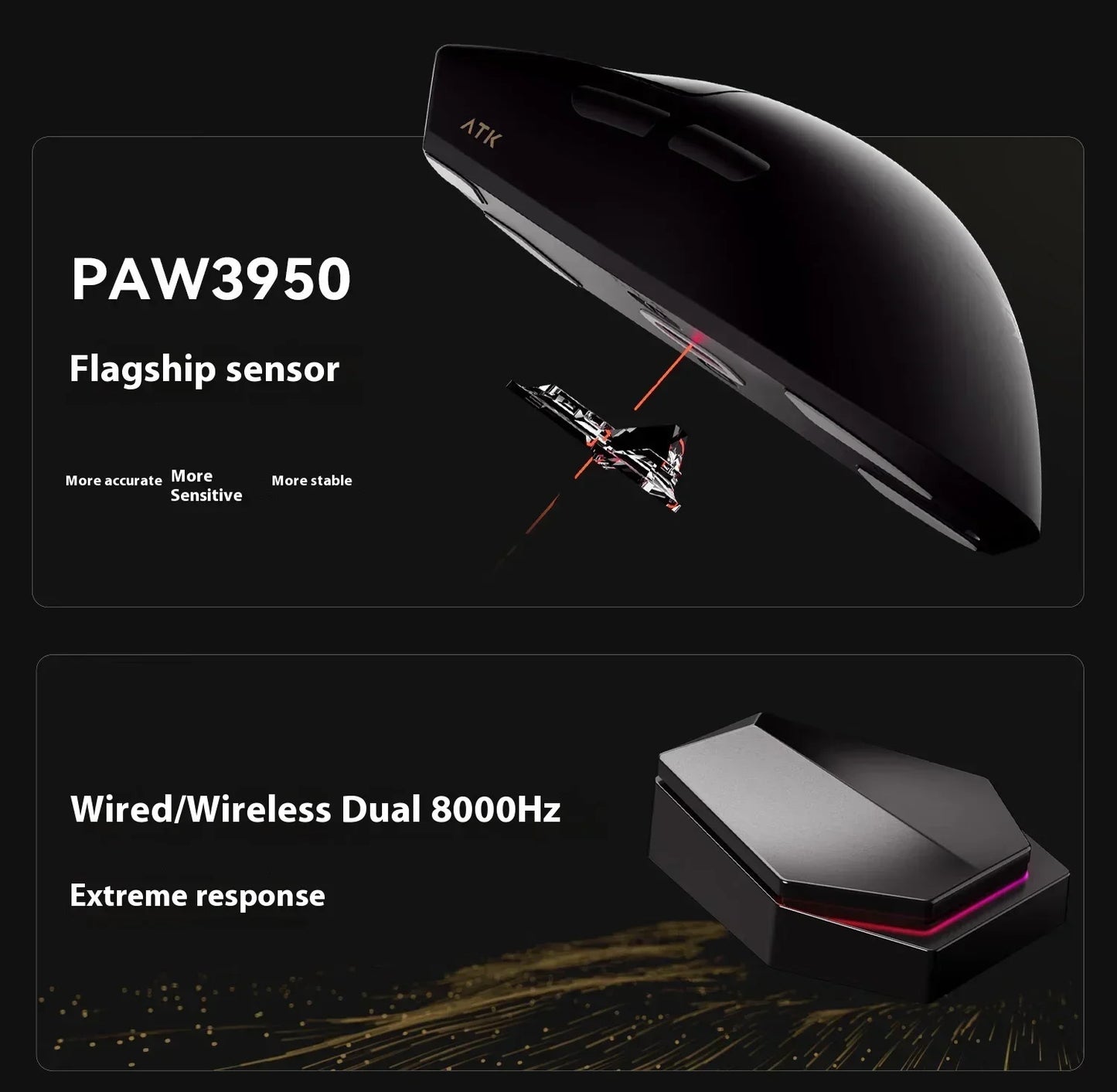 Ratón gaming inalámbrico ATK Blazing Sky X1/X1V2 8K de baja latencia, ligero para FPS, Liekong E-sports, accesorios personalizados para PC