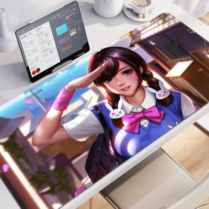 Anime-Gaming-Girl Overwatch großes Mauspad 900x400 Laptop Büro Gummi weiche Schreibtischunterlage Computer-Tastatur HD-Druck Mousepad XXL
