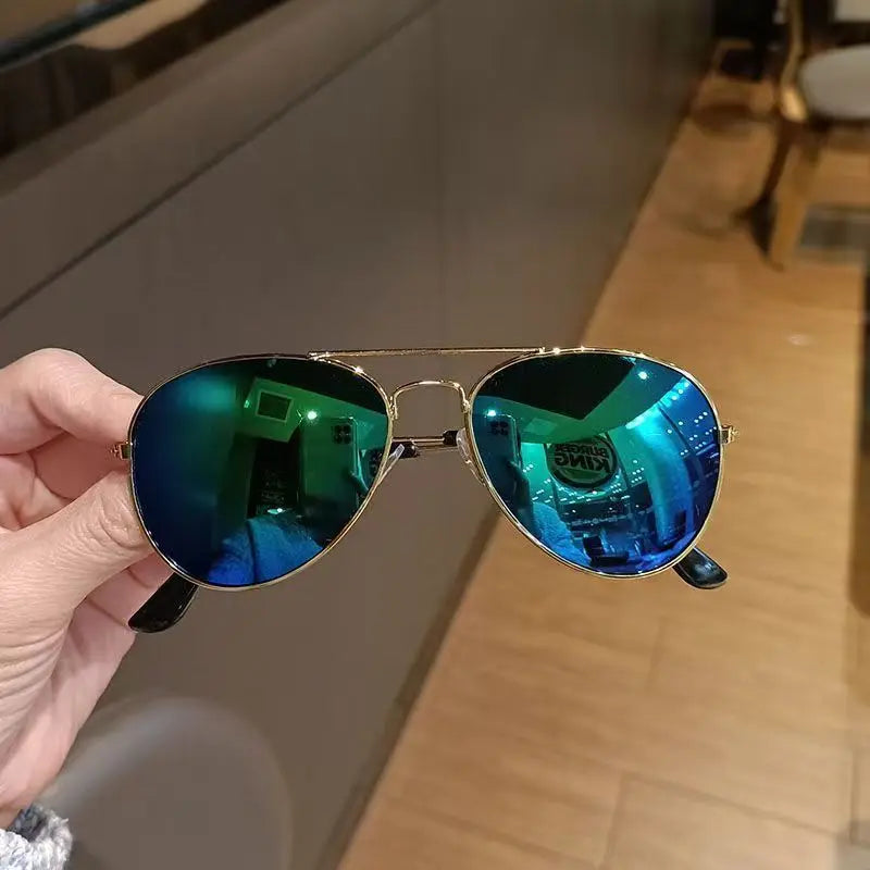 Classic Pilot Children Sunglasses UV400 Metal Vintage Driving Sun Glasses Outdoor Cute Girl Boy Fashion Summer UV Kids Eyewear