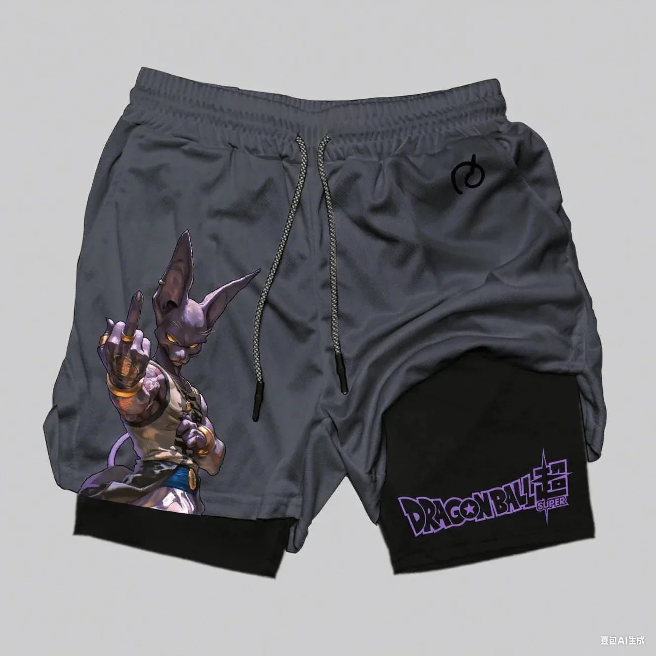 Dragon Ball Wukong Anime Sports Shorts Men's Double Layer 2-in-1 Sports Shorts Summer New Cartoon Printed Beach Pants