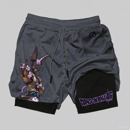 Dragon Ball Wukong Anime Sports Shorts Men's Double Layer 2-in-1 Sports Shorts Summer New Cartoon Printed Beach Pants