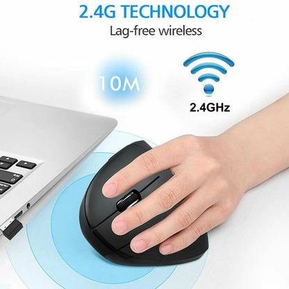 Ratón inalámbrico 2.4G vertical gaming ergonómico 1600DPI para PC, portátil y oficina, mini ratón gaming