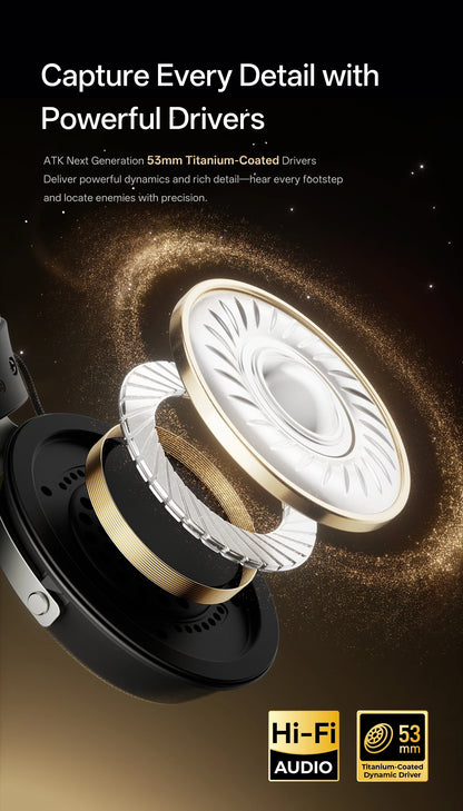 ATK Neptune N9 Wireless Gaming Headset – Low Latency eSports Headphones with Noise Cancelling Mic, Bluetooth 5.3, 4 Modes Dual Connection Gaming Headset