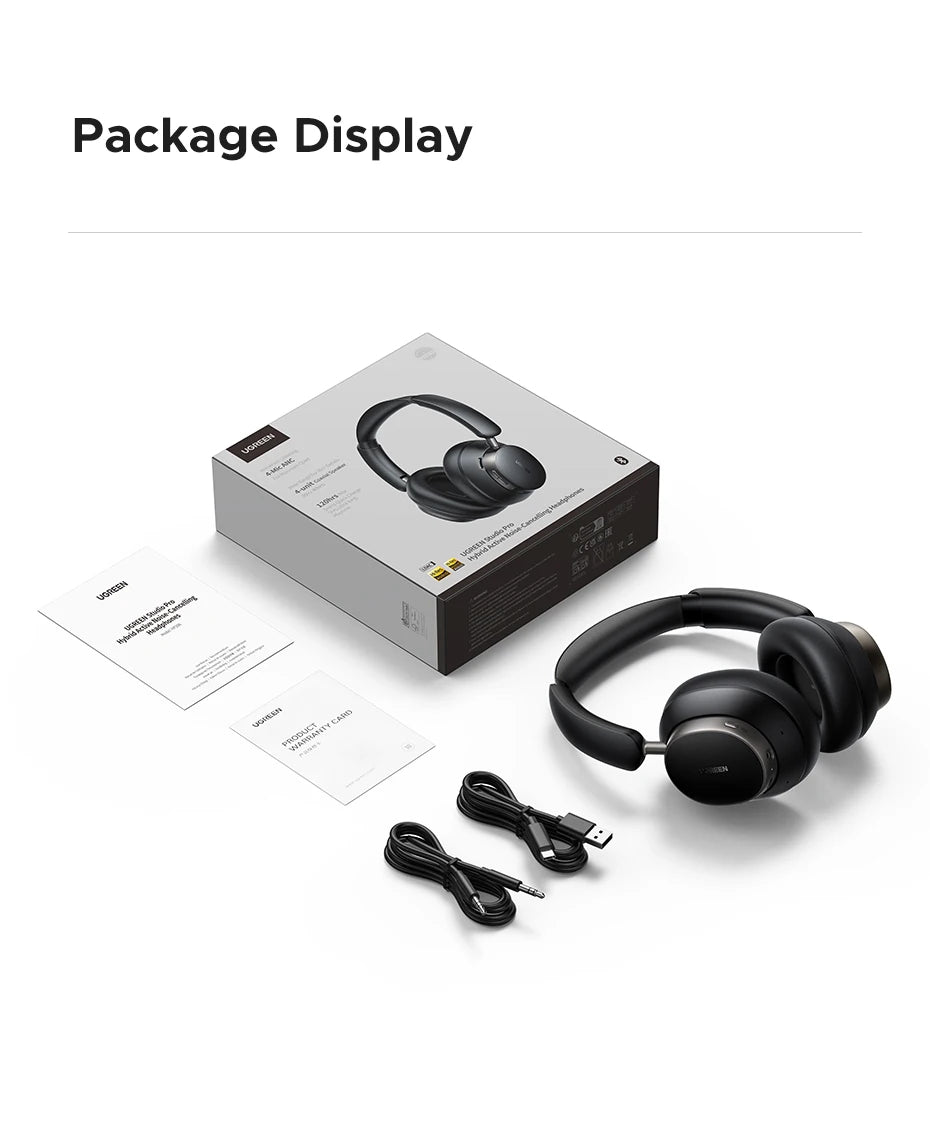 UGREEN Studio Pro Wireless Bluetooth ANC Headphones 48dB Noise Cancelling Over Ear Hi-Res LDAC 120H Playtime Headset