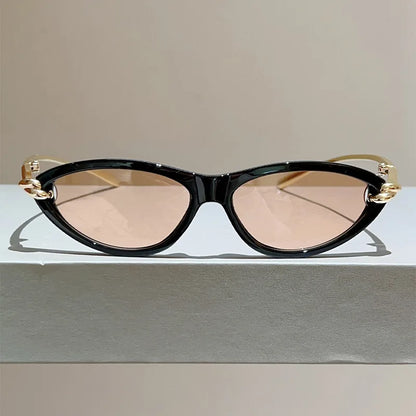 vintage small cat eye sunglasses for women new fashion beige gradient alloy sun glasses ladies elegant driving shades uv400