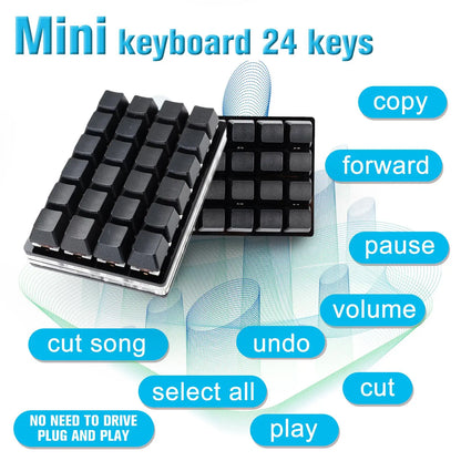Mini-USB Custom Mechanische Tastatur mit 24 Tasten, Schwarz/Weiß, Gaming-Tastatur, Sayo-Gerät, programmierbares Shortcut-Keypad mit Makrotasten