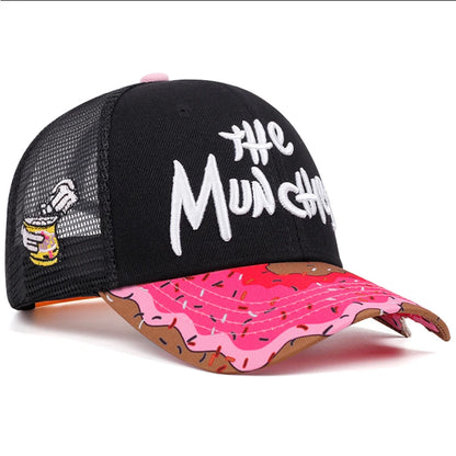 THE Donut-broderet, åndbar bomuldsnet-kasket, herre-baseballkasket, hiphop-kasket, udendørs sports- og fritidskasket, solkasket til kvinder