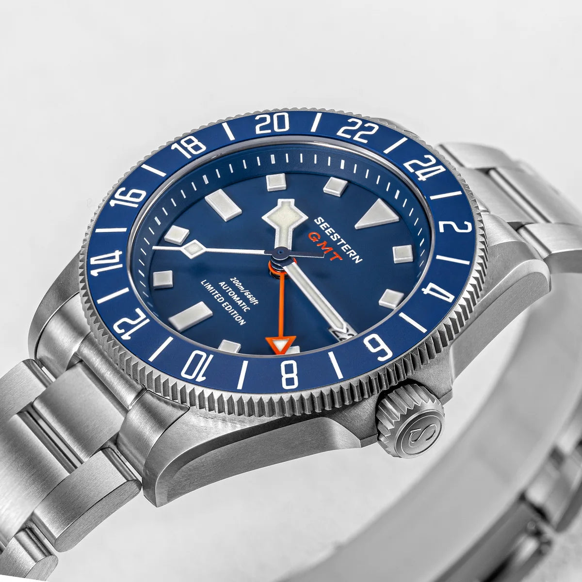 SEESTERN Diver Man Watch Titanium Automatic GMT Mechanical Wristwatch NH34 Movement Sapphire Crystal 20ATM Waterproof Lume S462