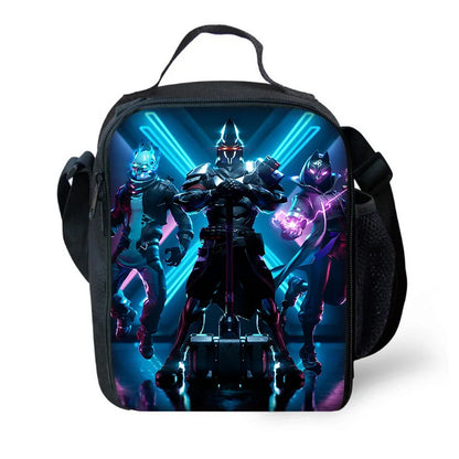 Mochilas Infantis de Design Gaming F-FortniteS com Lancheira e Estojo, Mochilas Escolares de Grande Capacidade para Meninos e Meninas, Melhor Presente