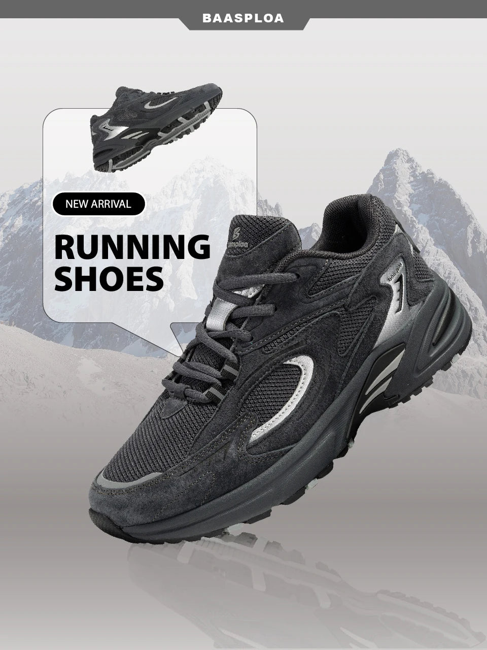 Baasploa New Running Shoes Men Outdoor Fashion Lightweight Mesh Sports Shoes Male Casual Breathable Non-Slip Walking Shoes