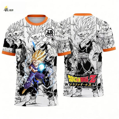 Summer 2026 Dragon Ball Goku & Gohan "Father and Son Together" Comic Themed 3D Printed Breathable T-shirt for Adults and Parents