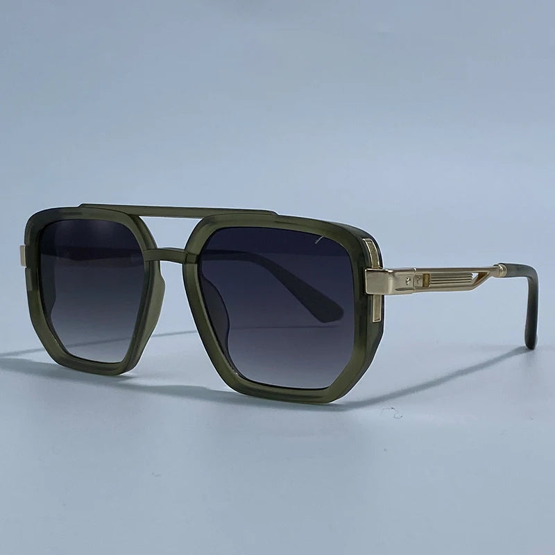 Polarized Square Sunglasses Men 2026 Luxury Vintage Double Bridge Gradient Lens Driving Shades Retro Flat Top Sun Glasses Male