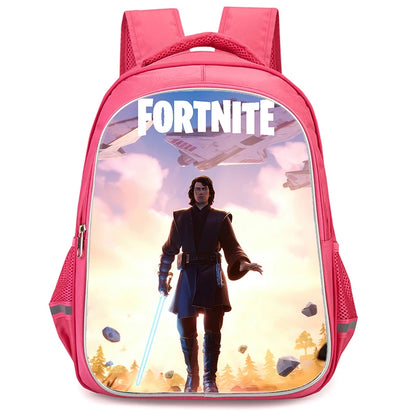 16" Fortnite Cartoon Red Backpack Unisex Dual Zipper Large Capacity School Bag Kids Bookbag Boys Girls Ages 5-8