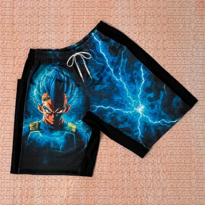 2026 Summer Dragon Ball Goku Manga Print Shorts, Breathable Quick Dry, Retro American Style Loose Sports Shorts for Men Women