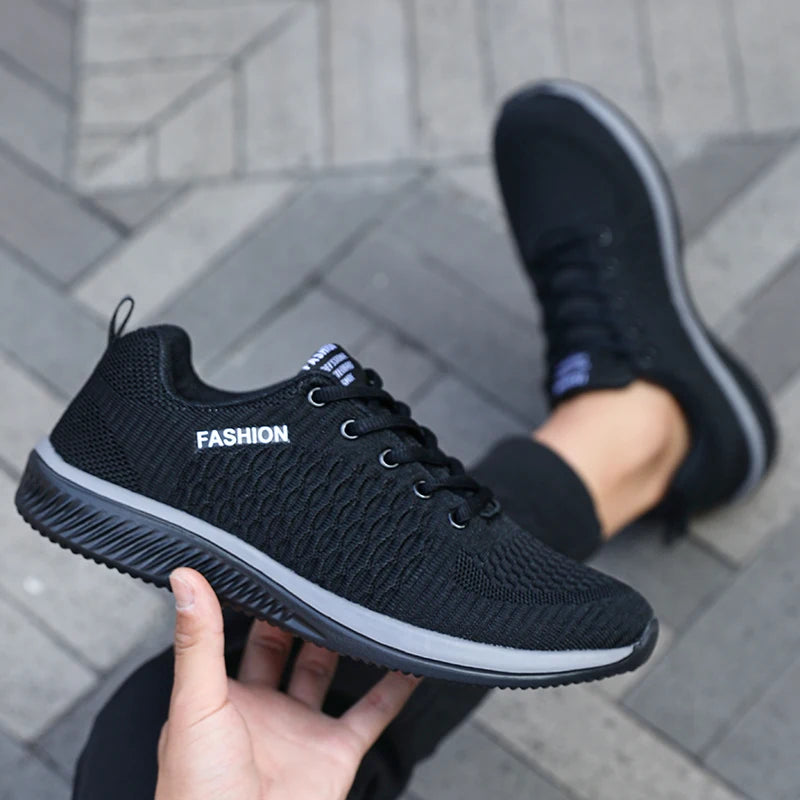 Men's Mesh Running Sneakers Athletic Gym Lightweight Men Causal Shoes 2025 Fashion Breathable Knit Walking Footwear Size 39-46
