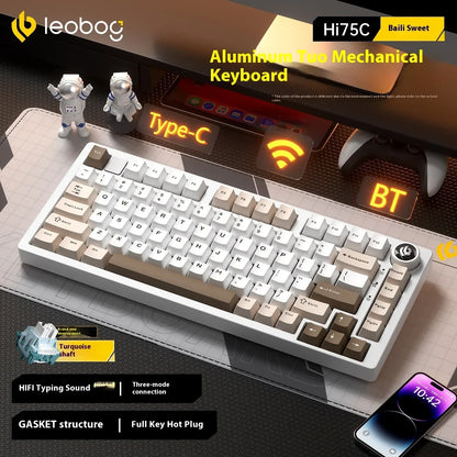 LEOBOG Hi75C Mechanische Tastatur 3Mode/Kabelgebundenes Kit Hot-Swap mit Drehknopf RGB Aluminiumlegierung Gasket Hi75C Tastatur-Kit PC Custom Geschenk