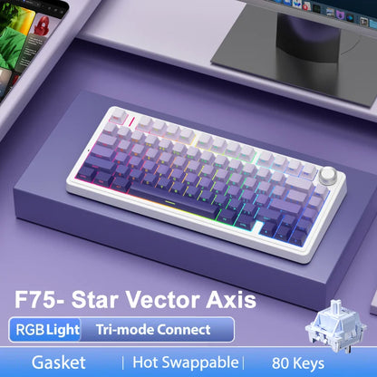 AULA F75Pro Wireless Gaming Mechanical Keyboard 75% Customized RGB Layout Gasket Mounted Side-engraving PBT Keycaps