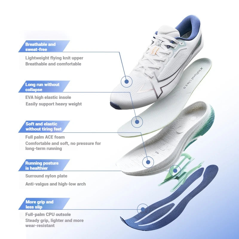 Chaussures de course Xtep 2000 km Plus - Nouveauté printemps : légères, antidérapantes et résistantes à l'usure - Baskets d'entraînement et de jogging pour homme 875319110001