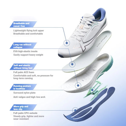 Chaussures de course Xtep 2000 km Plus - Nouveauté printemps : légères, antidérapantes et résistantes à l'usure - Baskets d'entraînement et de jogging pour homme 875319110001