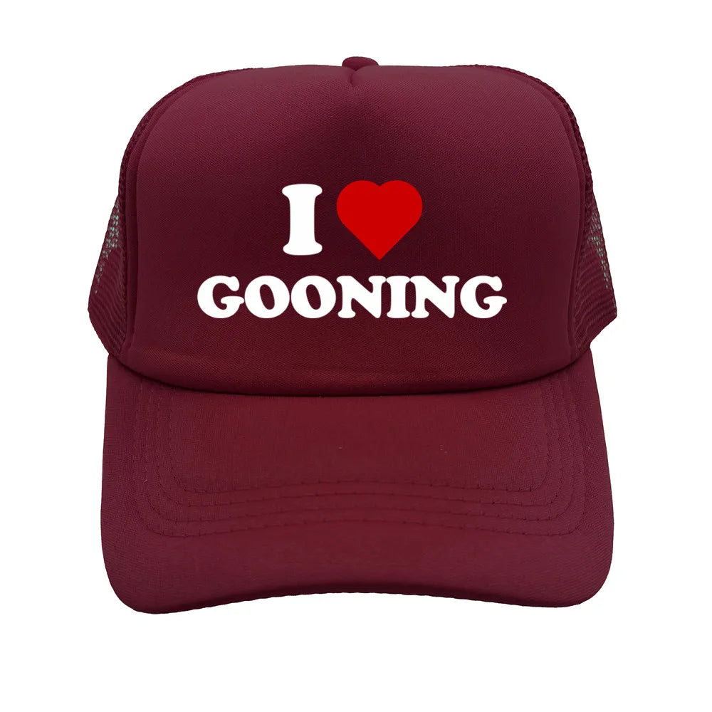 Αστεία καπέλα μπέιζμπολ «I Love Gooning» – Δροσερά καλοκαιρινά ανδρικά καπέλα από πλέγμα – Χιουμοριστικά καπέλα τύπου «Trucker» – Unisex καπέλα από πλέγμα για υπαίθριες δραστηριότητες – MZ-080