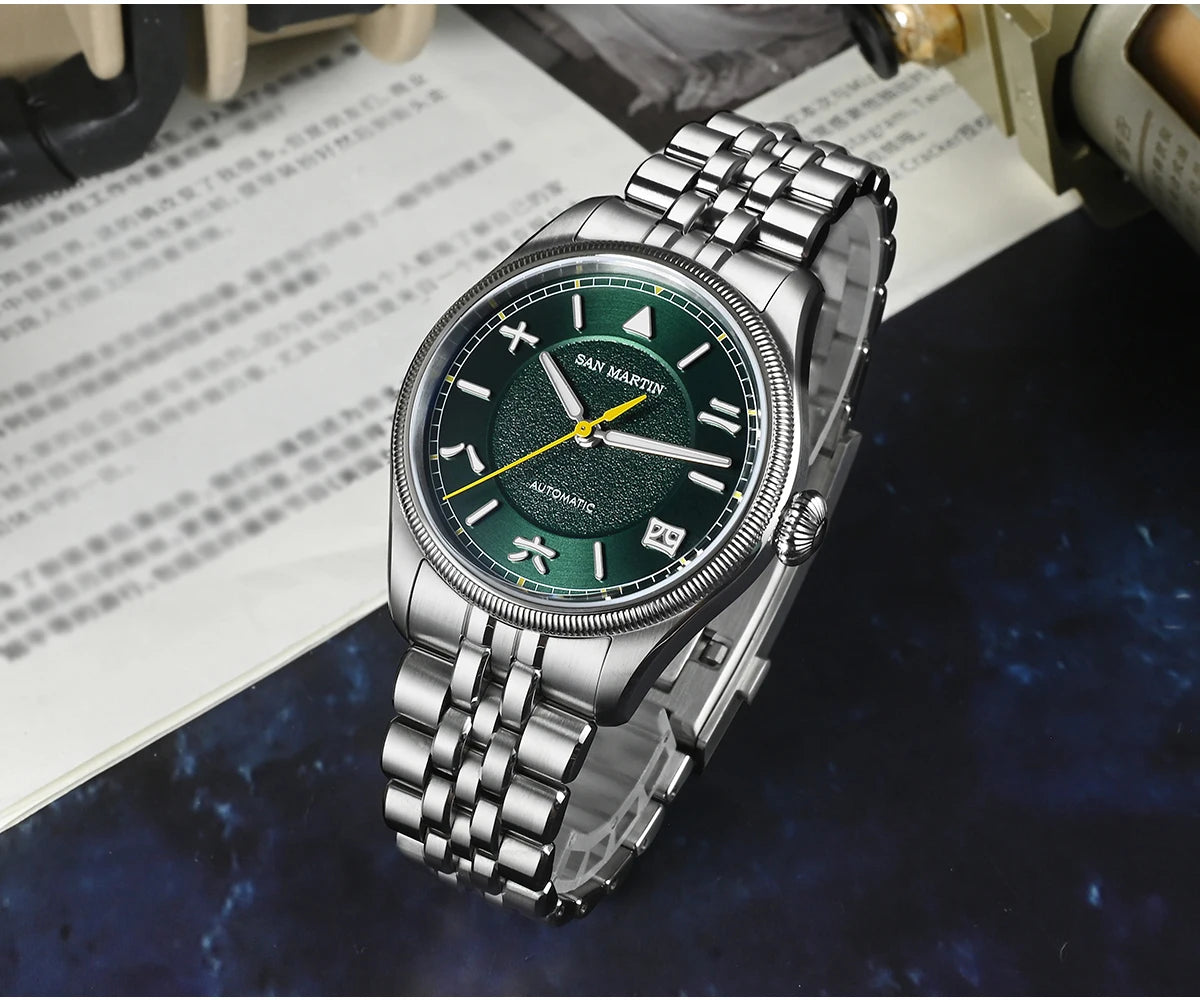 San Martin 39.5mm Men Pilot Watch YN55 Automatic Mechanical Aviation Watches Chinese Style Original Design SN0033 Field Watch