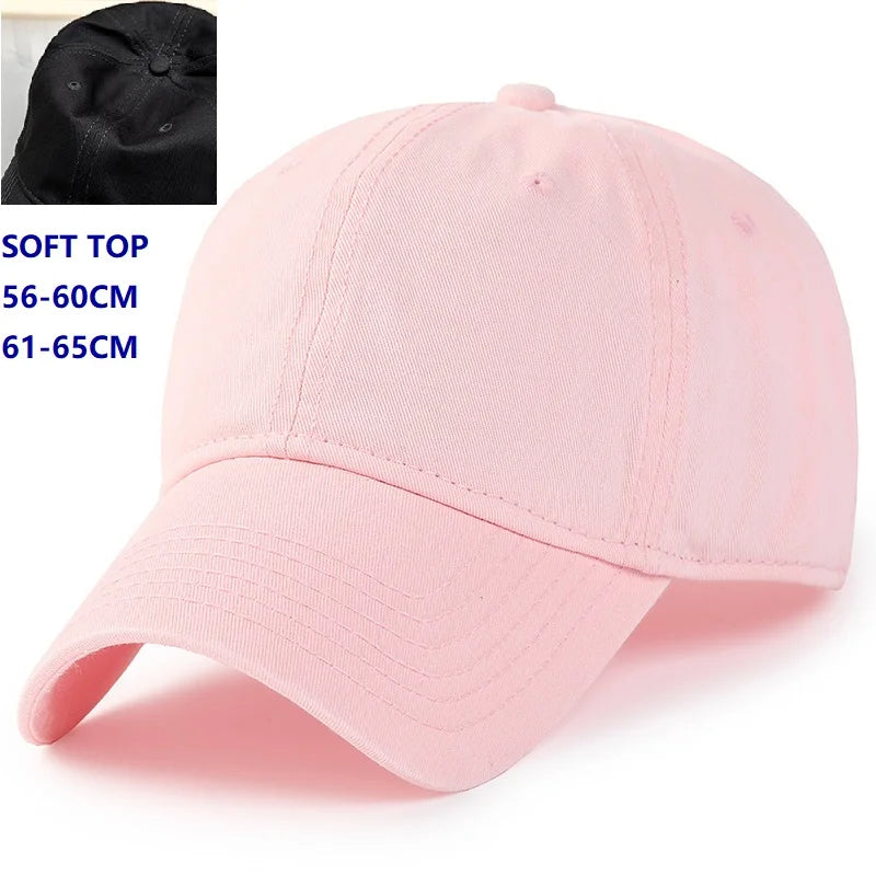 Męska i damska czapka oversize w rozmiarze XXL 100% bawełniana czapka baseballowa, duża czapka baseballowa dla osób o dużych głowach 56-63cm(23.5"-25.5”), regulowana czapka typu „dad cap” bez nadruku