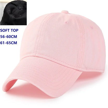 Męska i damska czapka oversize w rozmiarze XXL 100% bawełniana czapka baseballowa, duża czapka baseballowa dla osób o dużych głowach 56-63cm(23.5"-25.5”), regulowana czapka typu „dad cap” bez nadruku