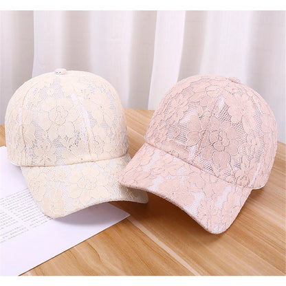 Czapki baseballowe dla kobiet na wiosnę i lato w stylu księżniczki, z koronką, haftem i siateczką w kwiaty, przewiewne czapki damskie typu snapback dla młodych dziewcząt BQ091
