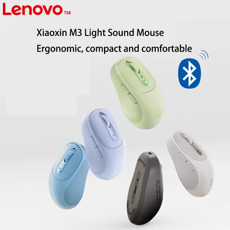 Lenovo Xiaoxin M3 Bluetooth Wireless Mouse, Rechargeable Silent Office Mouse with Triple Bluetooth Connectivity, Adjustable DPI, Twilight Gray