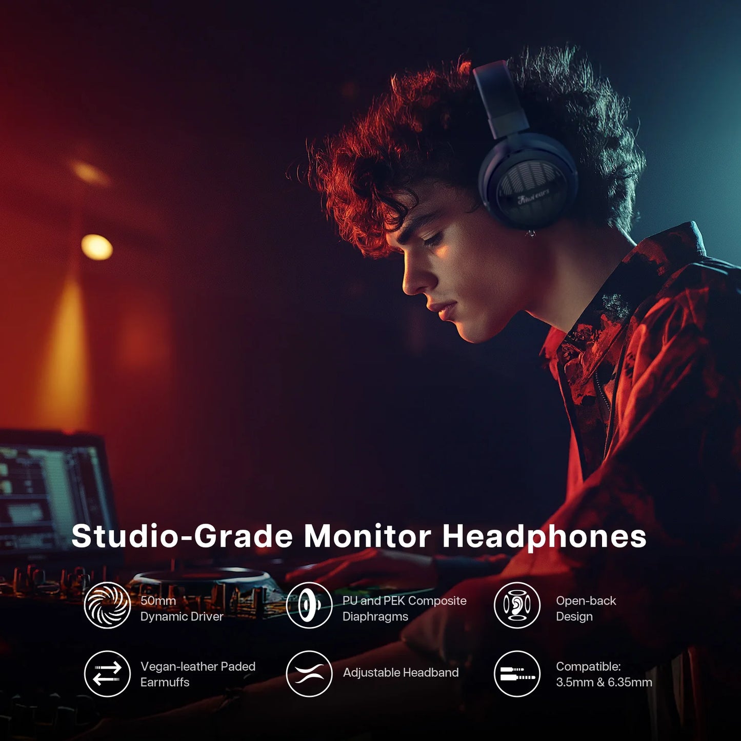 Linsoul Kiwi Ears Ellipse Studio-Grade Open-Back Dynamic Driver Kopfhörer mit abnehmbarem Kabel, Hi-Fi-Bass-Over-Ear-Headset mit Kabel