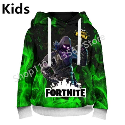 Sudaderas con capucha Llama Battle Royale F-Fortnited con estampado 3D para hombre, mujer y niños, sudaderas para niño y niña, pulóver streetwear verde