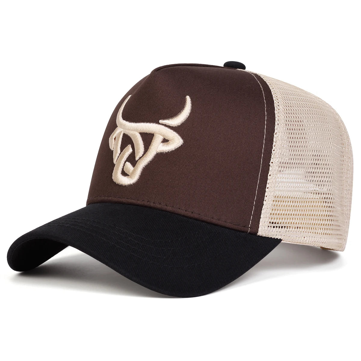 Unisex Ox Head Embroidery Baseball Net Caps Adjustable Casual Hats Spring and Summer Outdoor Sunscreen Hat