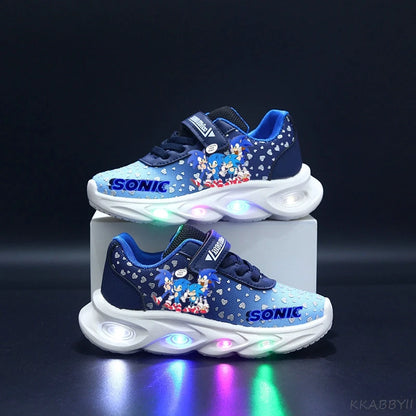 Sonic Sport Shoes Spring Luminous Fashion Breathable Net Shoes LED Sneakers with Light Running Shoes